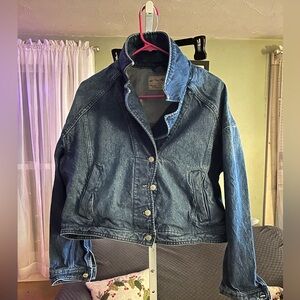 We The Free Dark Blue Jean Jacket with pearls on back